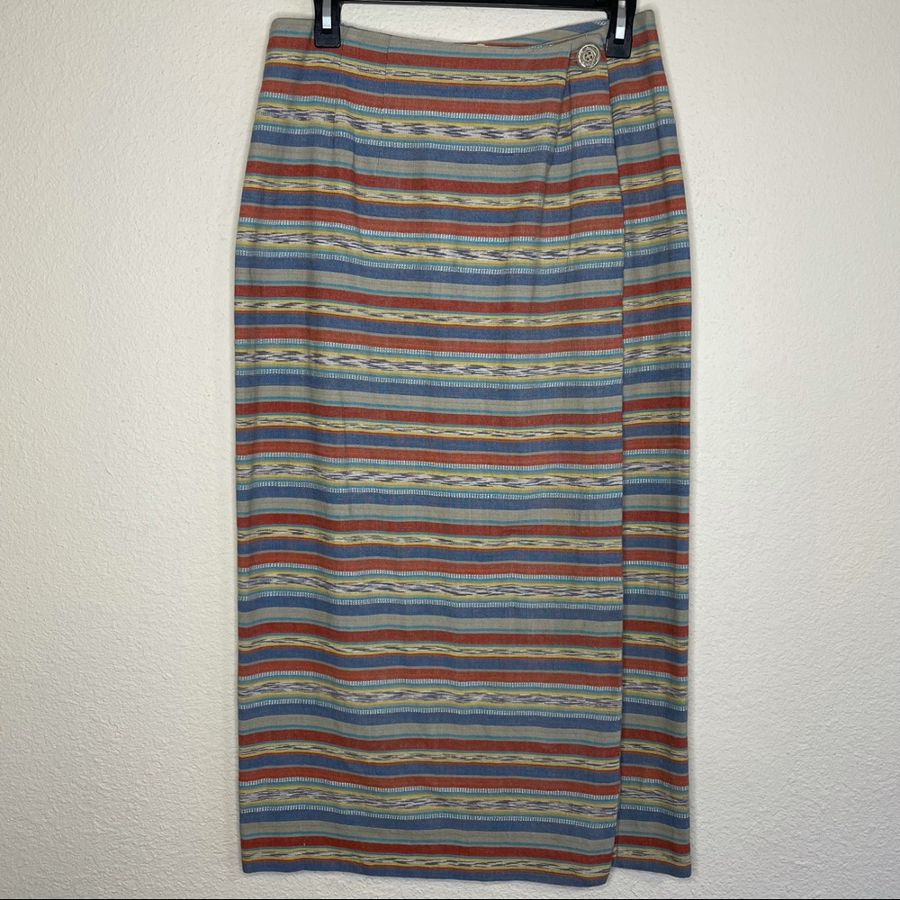 Vintage Southwest Boho Style Wrap Maxi Skirt